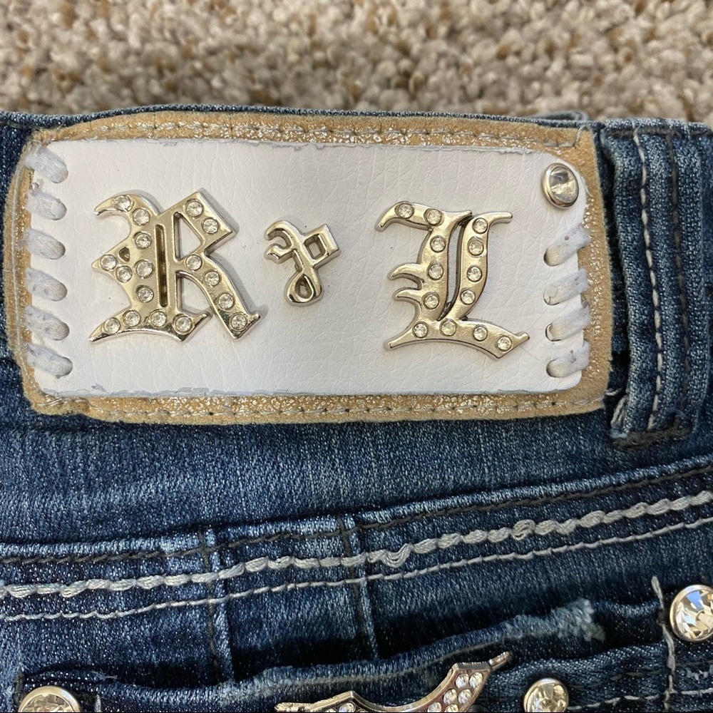 R&L Jeans Sz 7 Embellished rhinestone Pockets - Picture 2 of 14
